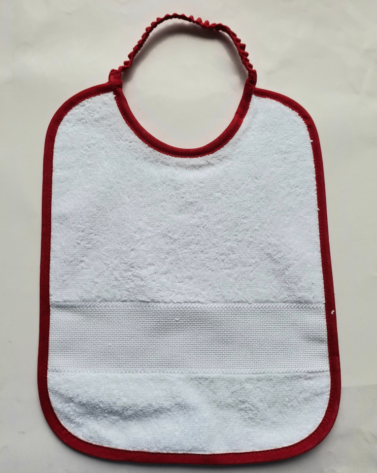 Art.11147 Tris bavaglini bordo rosso misura grande