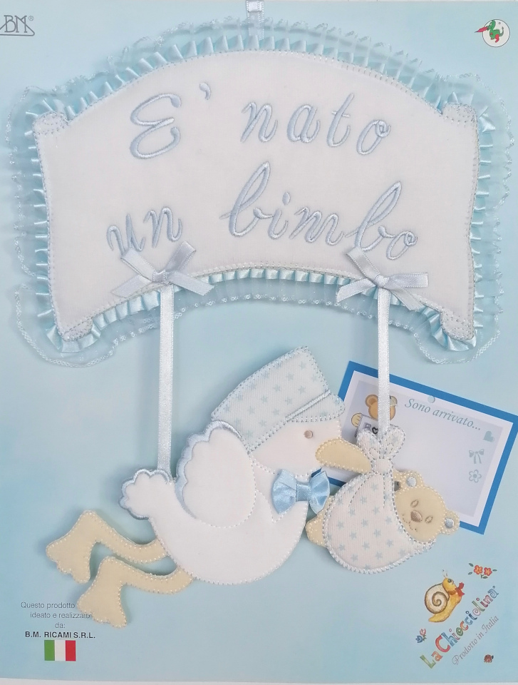 Art.48339 Fiocco nascita "E' nato un bimbo /una bimba"